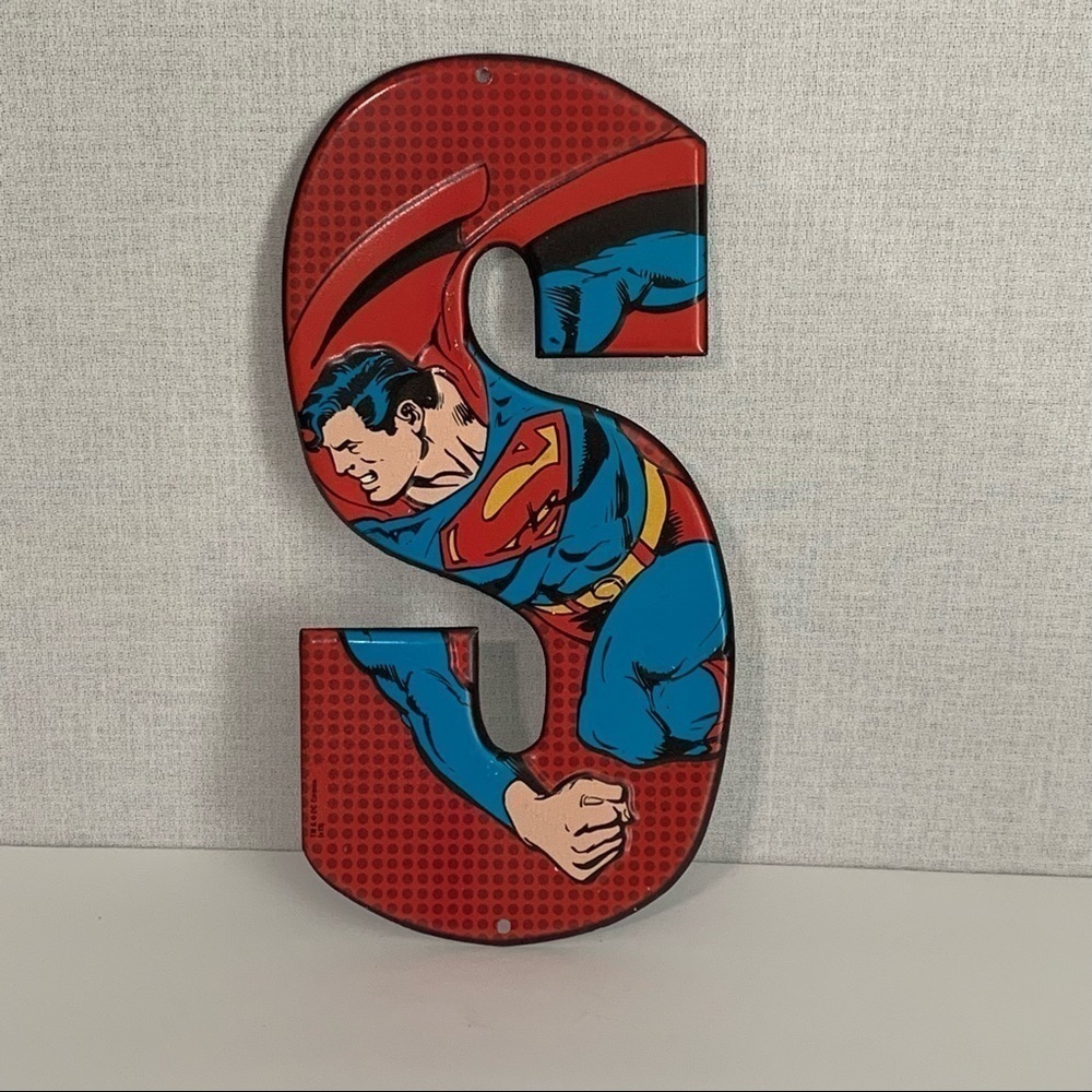 Superman Superhero Metal "S" Sign Wall Décor 10" x 5" Open Road Brand